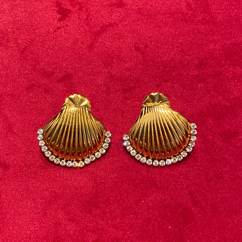 18k Gold Plated & Pave Shell Earrings